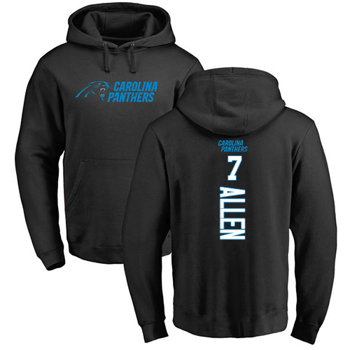 Carolina Panthers Men Black Kyle Allen Backer NFL Football 7 Pullover Hoodie Sweatshirts